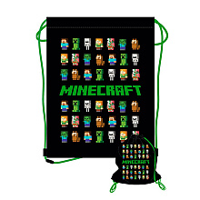 Мешок для обуви "Minecraft", 33x44 см, черный, зеленый