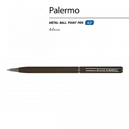 Ручка шариковая автоматическая "Palermo", 0.7 мм, коричневый, серебристый, стерж. синий - 3