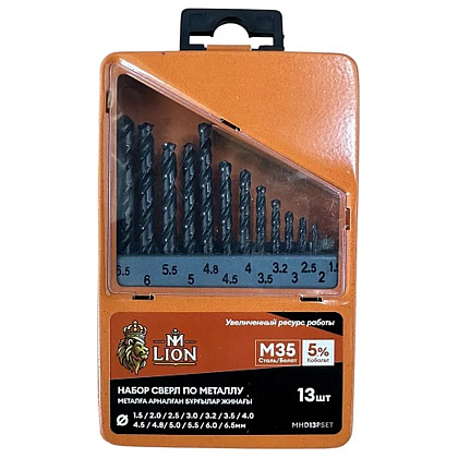 Набор сверл по металлу M-Lion, MHD13PSET, 1,5-6,5 мм, 13 шт.