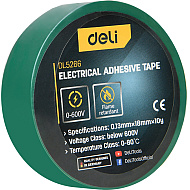 Изолента ПВХ Deli YS EDL5266, зеленая, 18 мм x 10 м, 130 мкм