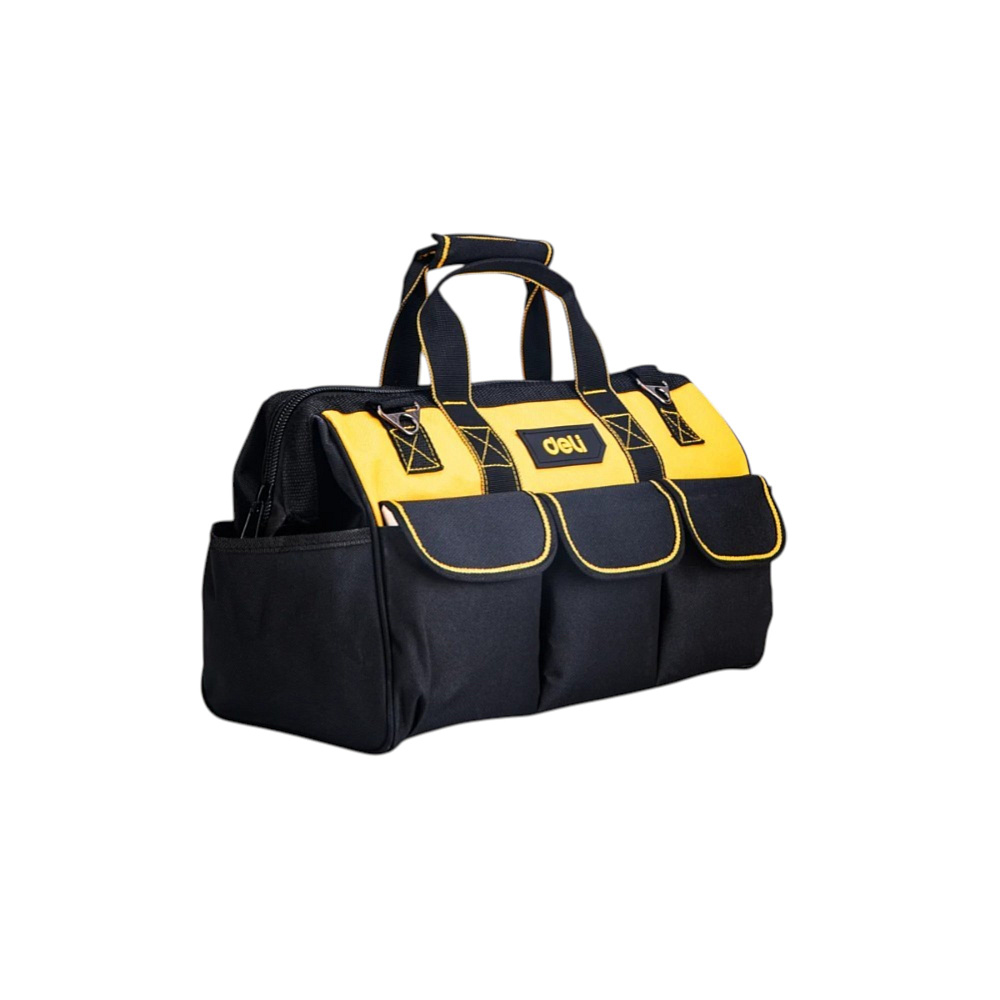 Сумка для инструментов Deli YS EDL430117, 400х200х270 мм, ткань Oxford, черный, желтый