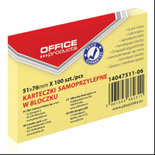 Бумага для заметок "Office Products", 51x76 мм, 100 листов, светло-желтая пастель 