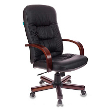 Кресло для руководителя Бюрократ "T-9908/WALNUT", металл, кожа, черный