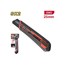 Нож строительный Deli RS EDL025G, 25 мм, универсальный, черный, красный