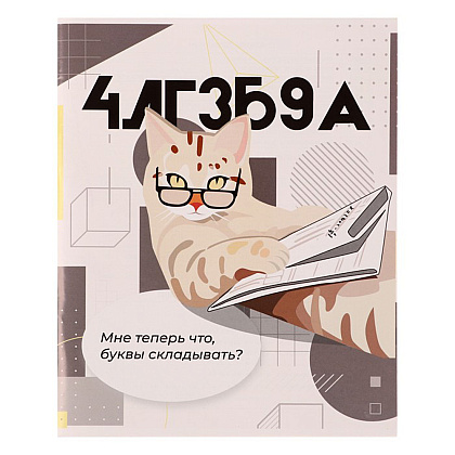 Тетрадь "Животные мемы. Алгебра", А5, 36 листов, клетка, разноцветный