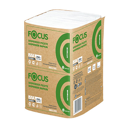 Салфетки бумажные Focus Optimum, 24х18 см, 1 слой, белый, 250 листов