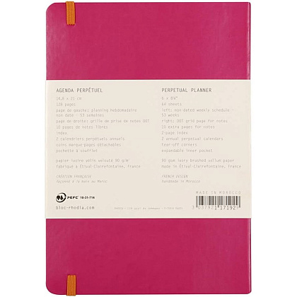 Еженедельник недатированный Clairefontaine Rhodia "Rhodiarama Perpetual", 148x210 мм, 128 страниц, малиновый - 8