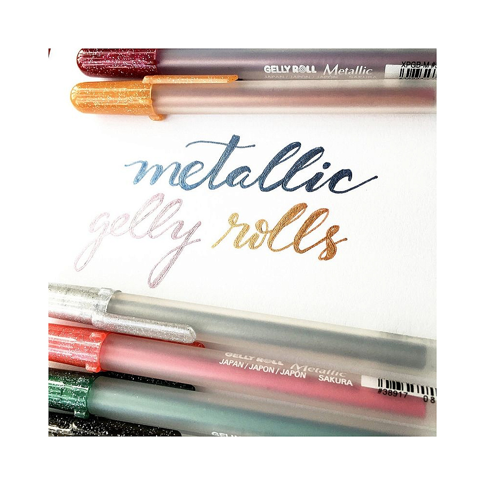 Ручка гелевая "Gelly Roll Metallic", 1.0 мм, прозрачный, стерж. голубой - 4
