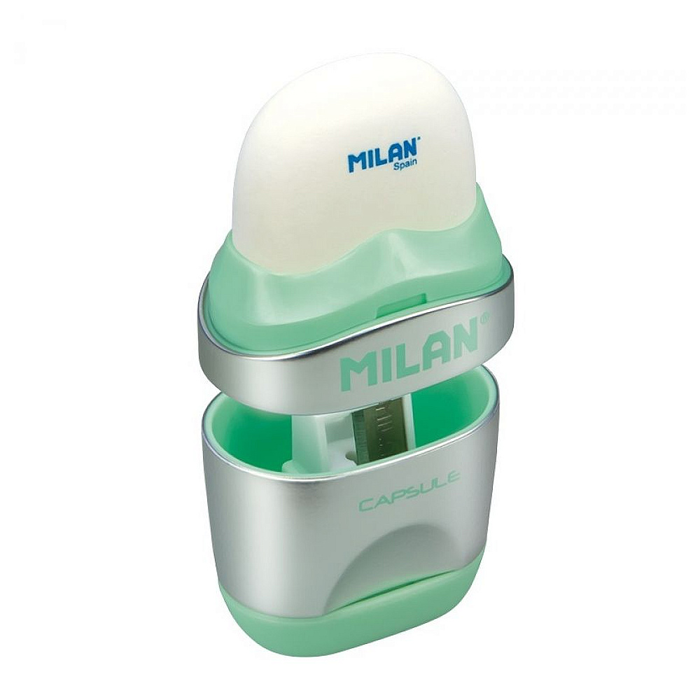 Ластик-точилка Milan "Capsule silv", 1 отверстие, с контейнером - 2