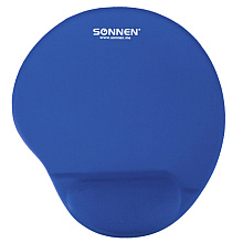 Коврик для мыши "Sonnen", 250х220х20 мм, полиуретан, лайкра, с подушкой под запястье, синий