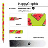 Карандаш чернографитный "HappyGraphix. Арбуз", HВ, без ластика, зеленый, красный - 3