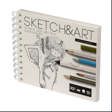 Скетчбук "Sketch&Art", 18х15.5 см, 200 г/м2, 50 листов, на спирали, для цветных карандашей