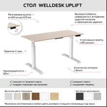 Стол подъемный WellDesk Uplift BOSCH (регулируемый по высоте каркас арт. 9054429 и столешница арт. 9190094)