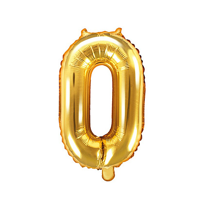 Шар фольгированный цифра "0", 35 см, золотистый