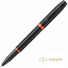 Ручка-роллер Parker "IM Vibrant Rings T315 Flame Orange PVD", 0,5 мм, черный, оранжевый, стерж. черный