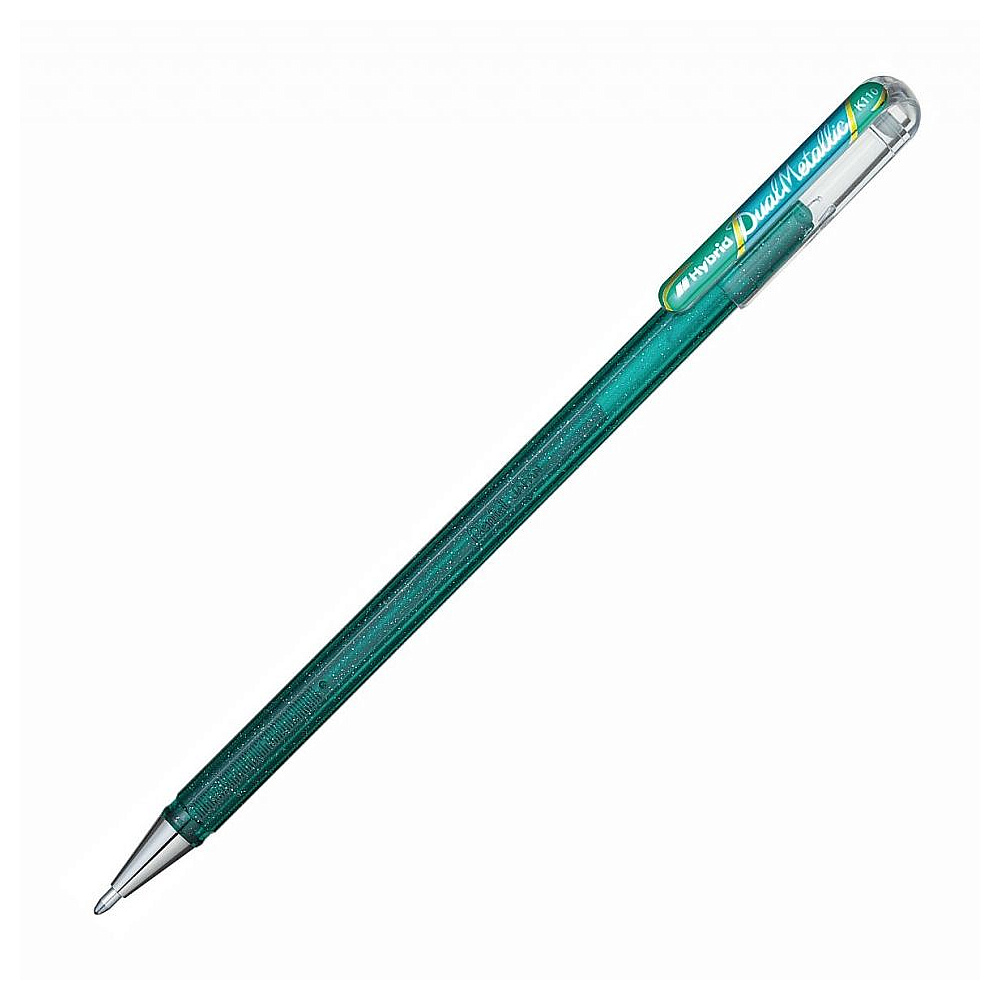 Ручка гелевая "Dual Metallic", 1.0 мм, голубой, стерж. голубой - 3