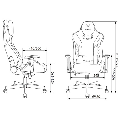 Кресло игровое Бюрократ Knight Thunder 5X экокожа, черный, желтый, металл - 22