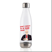 Бутылка для воды "Don't forget to be iconic today", 500 мл, пластик, нержавеющая сталь, белый, серебристый