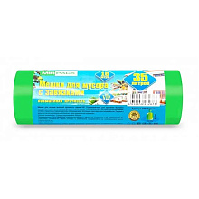 Мешки для мусора, 35л, 15шт/рулон, ПНД, Mirpack Vip, 18 мкм, 50х60см, зеленый, с завязками