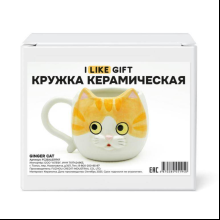 Кружка керамическая  "Рыжий кот", 410 мл, оранжевая