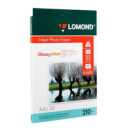 Двусторонняя глянцевая/матовая фотобумага для струйной печати "Lomond", А4, 50 листов, 210 г/м2