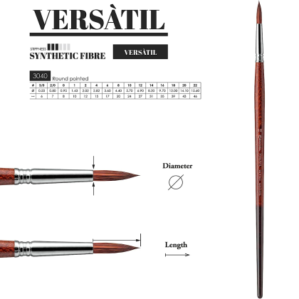 Кисть для рисования "Escoda Versatil Brush L/H 3040", синтетика, круглая, №6 - 3
