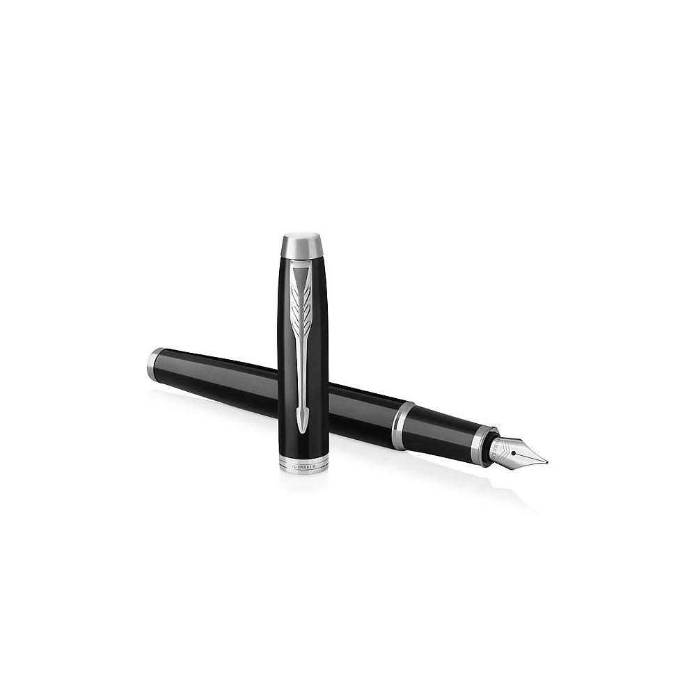Ручка перьевая "Parker IM Black Lacquer CT", F, черный, серебристый, патрон синий - 3