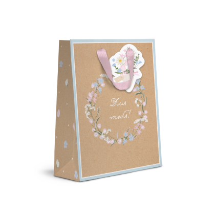 Пакет бумажный подарочный "Spring Flowers", 18х23х10 см, крафт, ассорти - 5