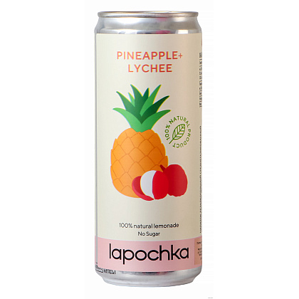 Напиток "Lapochka" вкус ананаса и личи 0,33 л., жестян. банка