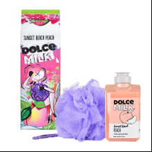 Набор подарочный DOLCE MILK: гель для душа "Персик на пляже" 300 мл, губка для душа