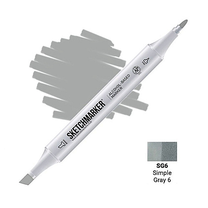 Маркер перманентный двусторонний "Sketchmarker", SG6 серый простой №6