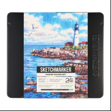 Набор карандашей цветных "Sketchmarker Морской", 24 цвета, в металлической коробке
