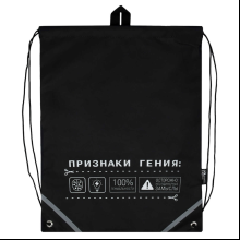 Мешок для обуви "Признаки гения", полиэстер, черный