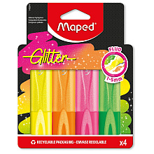 Набор маркеров текстовых "Glitter", 5 мм, скошенный, 4 цвета