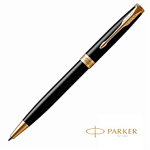 Ручка шариковая автоматическая Parker "Sonnet Lacquer Deep Black GT", 0.7 мм, черный, золотистый, стерж. черный