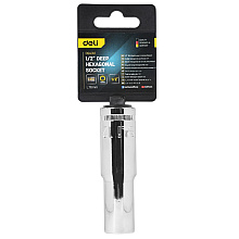 Головка торцевая шестигранная Deli YS EDQ4312 1/2", 12 мм, глубокая, серебристый