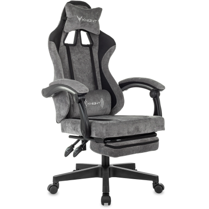 Кресло игровое Бюрократ Knight "Custom/F GR", ткань, пластик, серый, черный