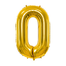 Шар фольгированный цифра "0", золотистый