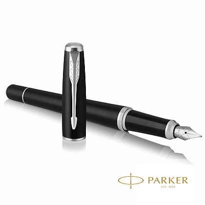 Ручка перьевая "Parker Urban Muted Black CT", F, черный, серебристый, патрон синий