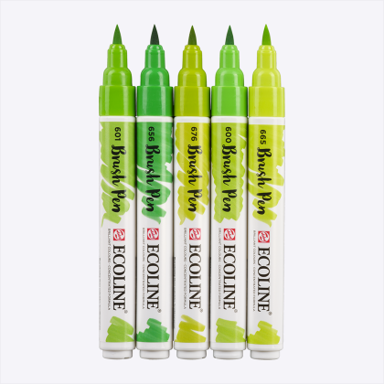 Набор акварельных маркеров "Ecoline", 5 шт., зеленые - 3