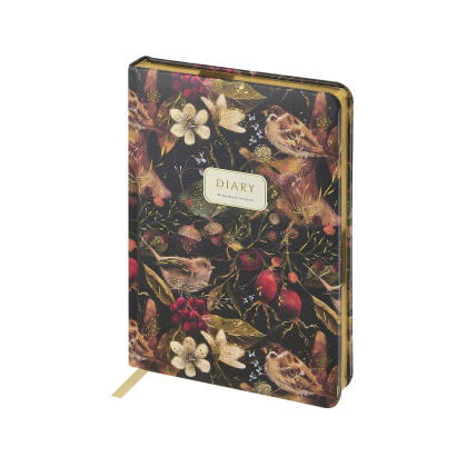Ежедневник недатированный "Flora. Воробей", А5, 240 страниц, черный - 2