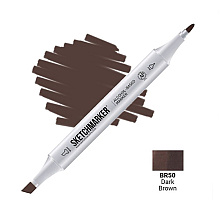 Маркер перманентный двусторонний "Sketchmarker", BR50 коричневый темный