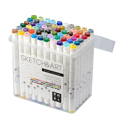 Набор двусторонних маркеров для скетчинга "Sketch&Art", 60 цветов - 2