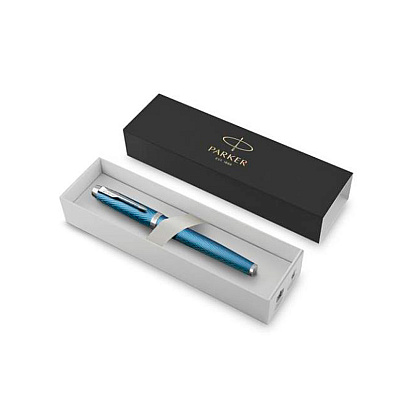 Ручка-роллер Parker "IM Premium Blue Grey CT", 0.5 мм, синий, серый, стерж. черный - 3