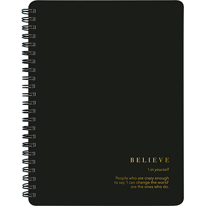Тетрадь "Believe", А5, 120 листов, клетка, черный