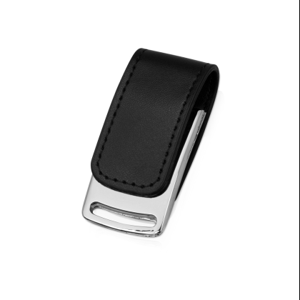 USB Flash 2.0 16 Gb VDL-014, метал, кож.зам., черный 