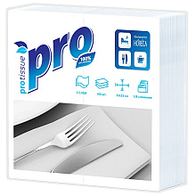 Салфетки бумажные PROtissue, 33х33см, 2 слоя, 1/8 - сложение, белый, 100 листов