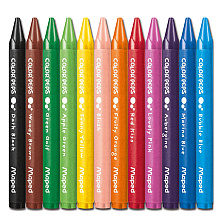 Мелки восковые Maped "Wax Crayons", 12 цветов, ассорти