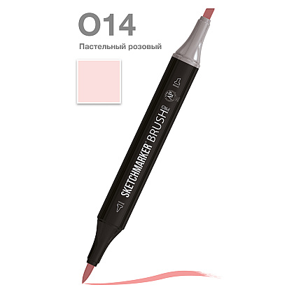 Маркер перманентный двусторонний "Sketchmarker Brush", O14 пастельный розовый
