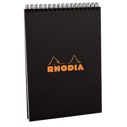 Блокнот "Rhodia" на пружине, A5, 80 листов, клетка, черный